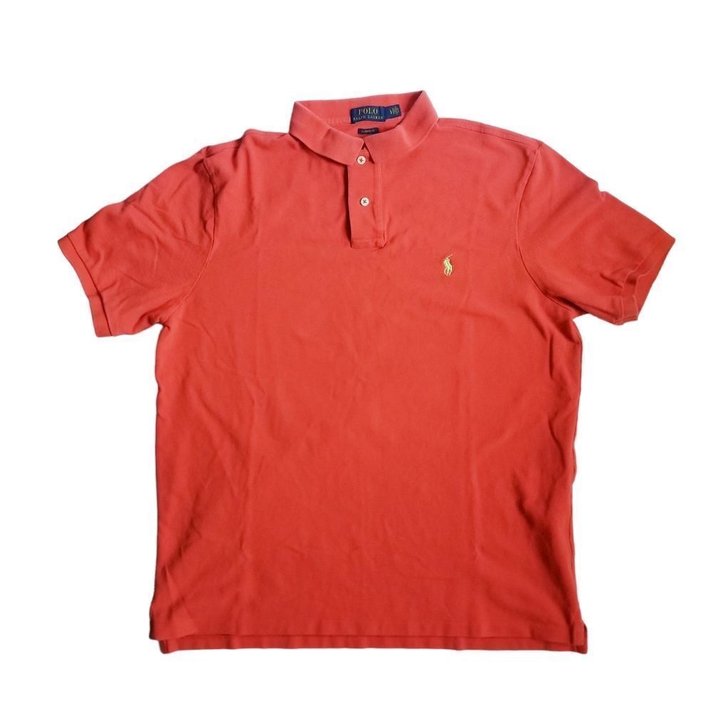 Polo by Ralph Lauren Orange Classic Fit Mesh Polo Shirt Size Large 6 0264